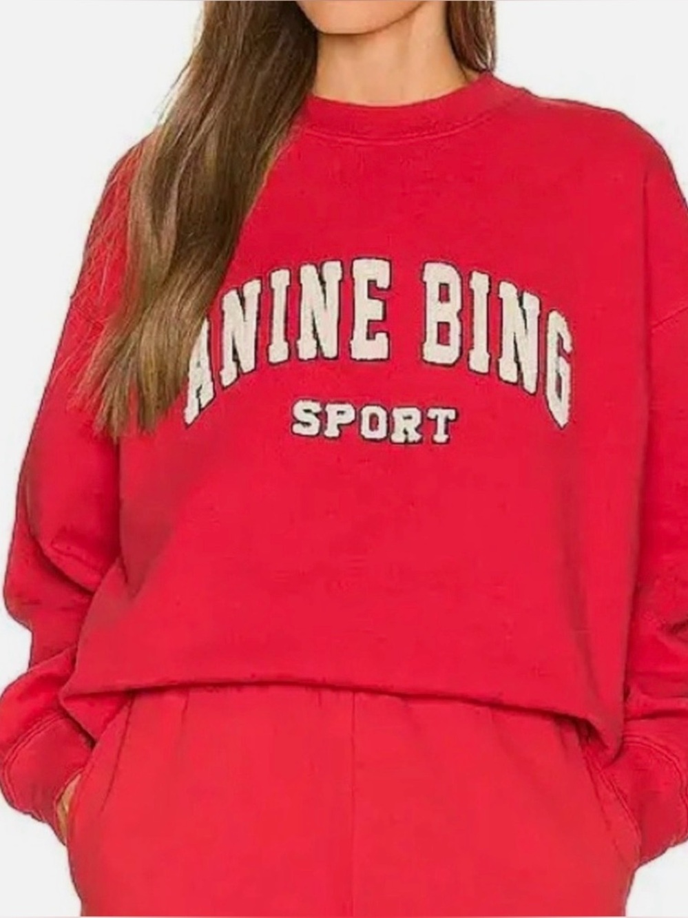 Anine Bing Red Logo Crewneck Sweatshirt